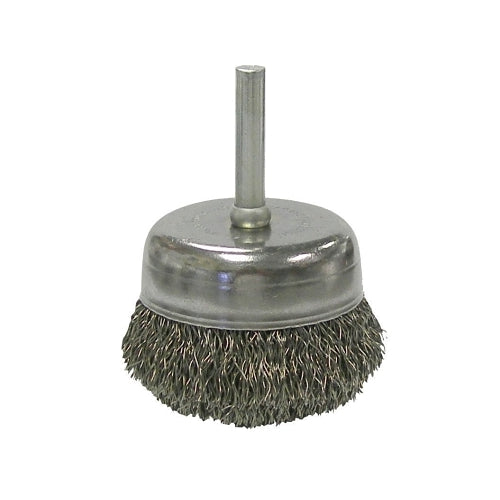 Weiler Stem-Mounted Crimped Wire Cup Brush, 2 Inches Dia, 0.0118 Inches Steel Wire - 1 per EA - 14306