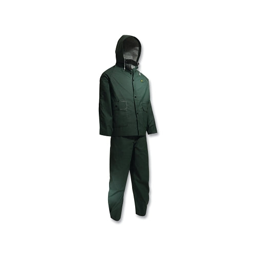 Onguard Sitex 3-Pc Rain Suit With Detachable Hood Jacket/Bib Overalls, 0.35 Mm Thick, Polyester/Pvc, Hunter Green, 2X-Large - 1 per EA - 7660000.2X