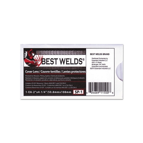 Best Welds Cover Lens, Scratch/Static Resistant, 4-1/4 Inches X 2 In, 70% Cr-39 Plastic - 1 per EA - SP1