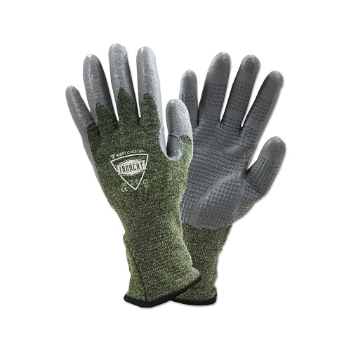 Pip Ironcat 6100 Coated Welding Gloves, Fr Silicone, Large, Gray/Green - 1 per PR - 6100L