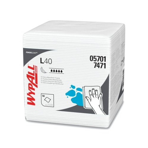 Wypall L40 Towel, White, 12.5 Inches W X 12 Inches L, Pack, 1 Ply, 56 Sheets/Pk, 1008 Sheets Total - 18 per CA - 5701