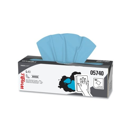 Wypall L40 Towel, Blue, 16.4 Inches W X 9.8 Inches L, Pop-Up x0099  Box, 1 Ply, 100 Sheets/Bx, 900 Sheets Total - 9 per CA - 05740