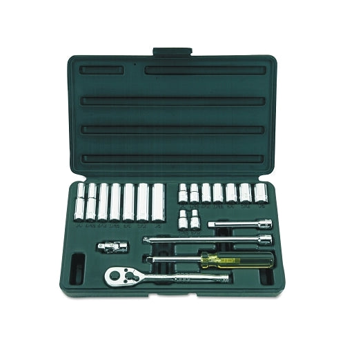 Stanley Tools For The Mechanic Juego de llaves de vaso de 21 piezas, 1/4 pulg., 6 puntas, 1 por EA - 85388