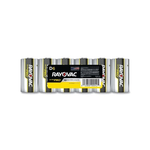 Batería alcalina Rayovac Ultra Pro, 1,5 V, D, paquete retráctil, paquete de 6 - 6 por paquete - ALD6J