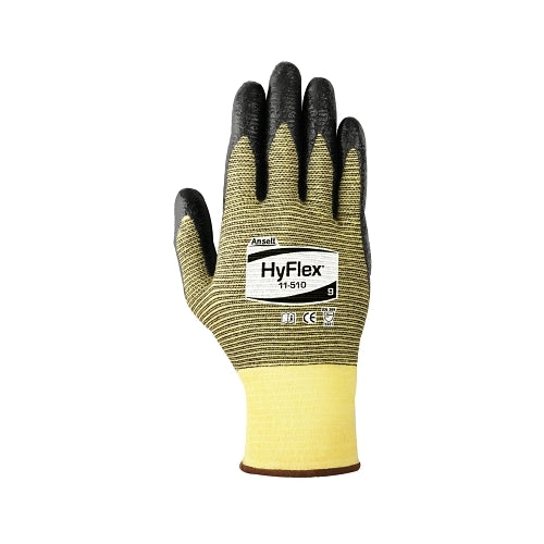 Hyflex 11-510 Nitrile Palm Coated Gloves, Size 8, Yellow/Black - 12 per BG - 103414