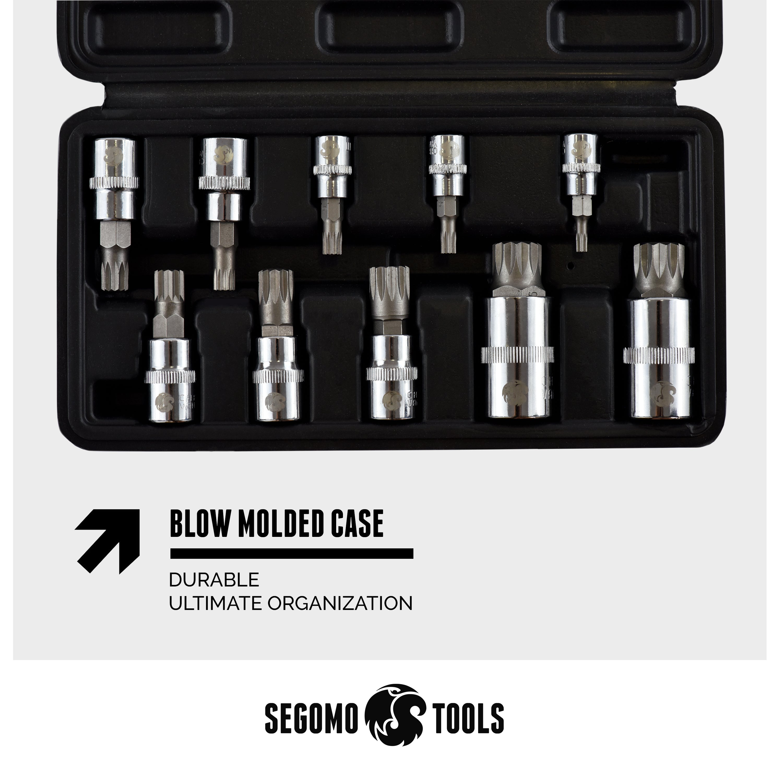 Segomo Tools 10 Piece Mixed Drive Metric XZN Triple Square Spline Bit  Socket Set (4MM-18MM) - XZN10