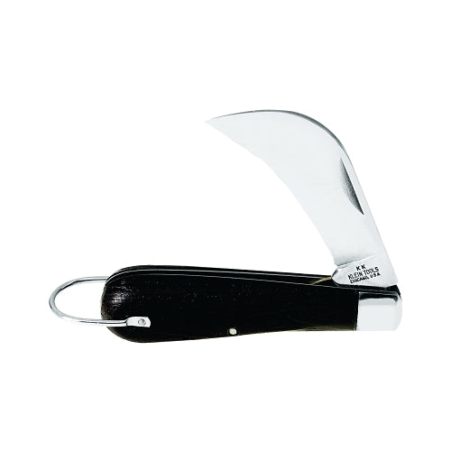 Klein Tools Electrician'S Pocket Knife, 2 5/8", High Carbon Blade, Woodgrain Plastic, Black - 1 per EA - 15504