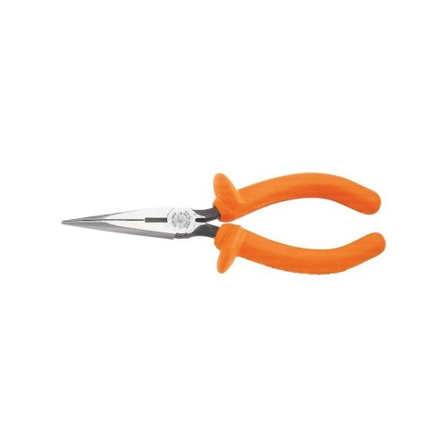 Klein Tools Insulated Standard Long-Nose Pliers, Straight, Alloy Steel, 6 5/8 In - 6 per BOX - D2036INS