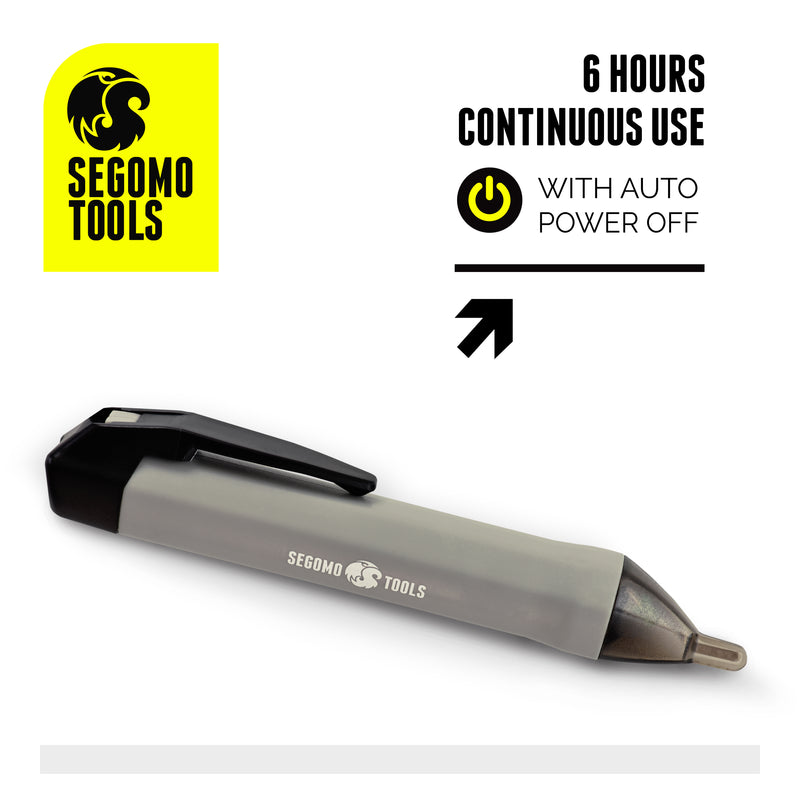 Segomo Tools 50 Volt to 1000 Volt CAT IV IP54 Non-Contact Voltage Detector Circuit Tester Pen - VT1
