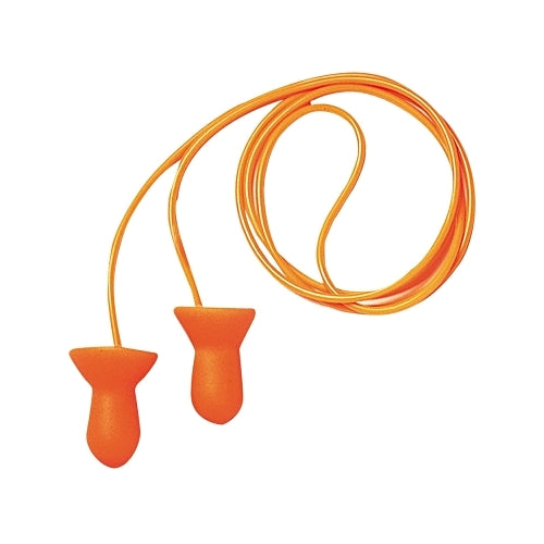 Bouchons d'oreilles réutilisables silencieux Howard Leight By Honeywell, mousse, orange, avec cordon, sac en polyéthylène - 100 par BX - QD30