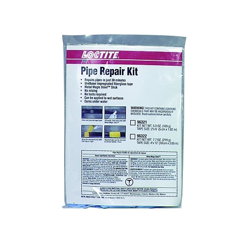 Kit de réparation de tuyaux Loctite, ruban noir métallique 6 pi x 2 pouces, bâton époxy, gants - 1 par KIT - 209818