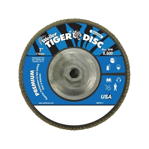 Weiler Tiger Disc Angled Style Flap Disc, 7 Inches Dia, 40 Grit, 5/8 In-11, 8600 Rpm, Type 29 - 1 per EA - 50543
