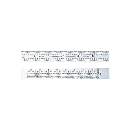 L.S. Starrett Steel Rule With Decimal Equivalents, 6 In, Steel - 1 per EA - 56660