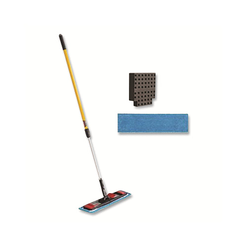 Rubbermaid Commercial Adaptable Flat Mop Kit, 5.5 Inches W X 19.5 Inches L Microfiber Pads, 48 Inches To 72 Inches Steel Quick-Connect Handle - 1 per EA - 2132426