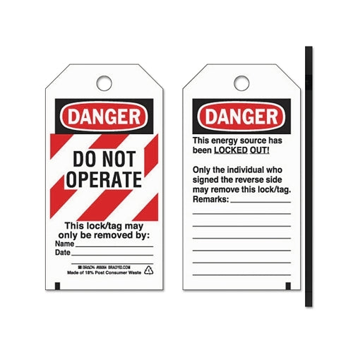 Brady Lockout Tags, 5 3/4 Inches X 3 In, Economy Polyester, Danger, Do Not Operate - 1 per PK - 66064