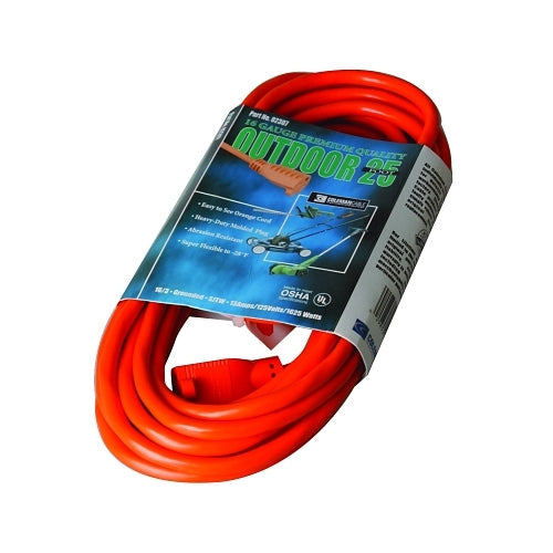 Southwire Vinyl Extension Cord, 25 Ft, 1 Outlet, Orange - 1 per EA - 2307SW8803