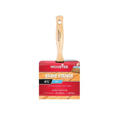 Wooster Bravo Stainer x0099 Pinceles de pintura, 4-3/4 pulgadas de ancho, mezcla de cerdas/poliéster, mango de madera, 4 por caja - 0F51190046