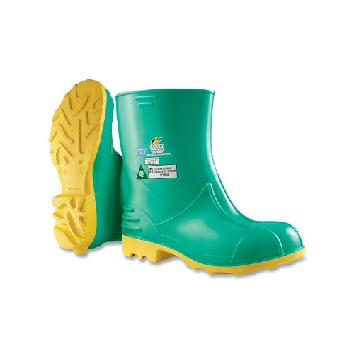 Dunlop Protective Footwear Hazmax Ez-Fit Steel Toe/Midsole Rubber Boots, Men'S Large, 11 Inches Boot, Pvc, Green/Yellow - 1 per PR - 8701500.LG