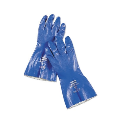 Honeywell North Nitri-Knit Supported Nitrile Gloves, Pinked Cuff, Interlock Lined, Blue - 1 per PR