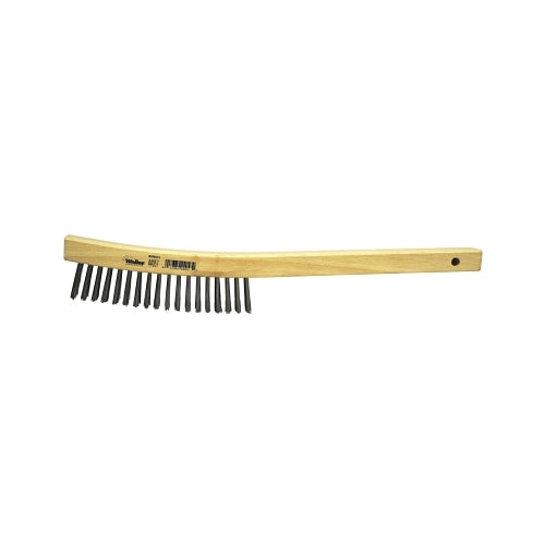 Weiler Curved Handle Scratch Brush, 14 Inches L, 4X18 Rows, Stainless Steel Wire, Wood Handle - 1 per EA - 44057