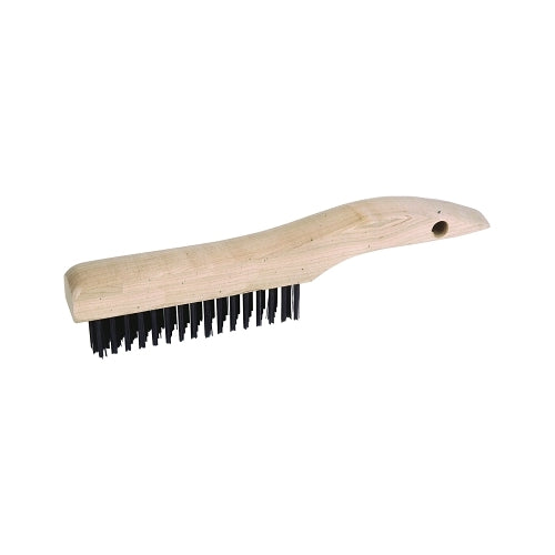 Weiler Shoe Handle Scratch Brushes, 11 In, 4 X 16 Rows, Steel Wire, Wood Handle - 1 per EA - 73217