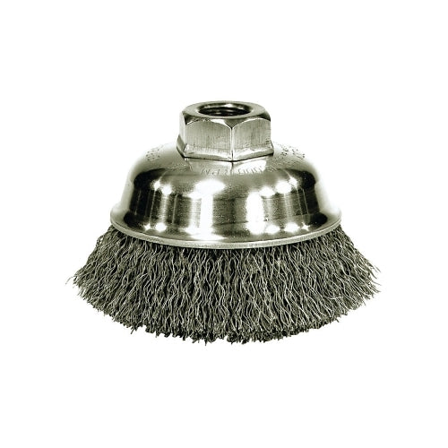 Brosse coupe en fil serti Weiler, 3-1/2 pouces de diamètre, arbre 5/8-11 Unc, fil d'acier 0,014 pouces - 1 par EA - 13181