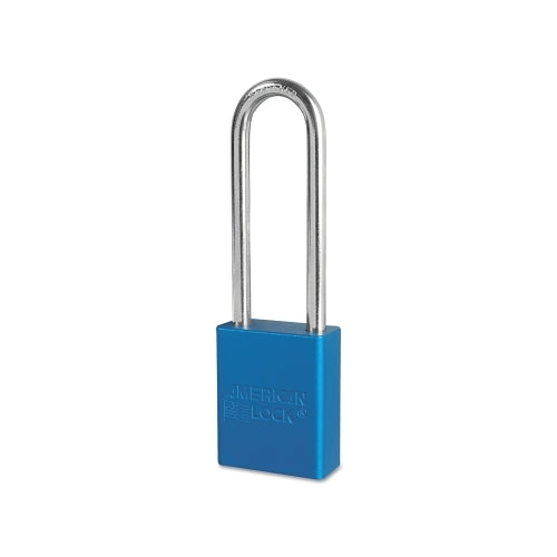 American Lock Solid Aluminum Padlocks, 1/4 Inches Dia, 3 Inches L X 3/4 Inches W, Blue - 1 per EA - A1107BLU