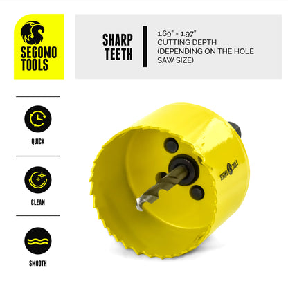 Segomo Tools Kit de sierra perforadora bimetálica de uso general de 16 piezas (3/4 pulgadas a 2 1/2 pulgadas) - HOLESAWSAE 