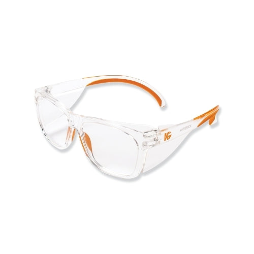 Kimberly-Clark Professional Kleenguard Maverick Safety Glasses, Clear Anti-Fog/Scratch Lens, Clear/Orange Frame - 1 per EA - 49301