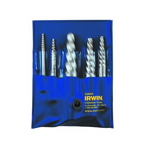 Irwin Hanson Spiral Flute Screw Extractors - 535/524 Series Set, 5 Piece, 3/32 Inches To 5/8 In - 1 per ST - 53535