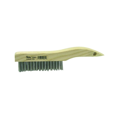 Brosse à gratter avec manche en chaussure Weiler, 10 po, 4 x 16 rangées, fil d'acier inoxydable, manche en bois - 1 par EA - 44064