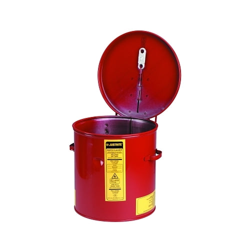 Justrite Dip Tank For Cleaning Parts, Manual Cover With Fusible Link, 10 Inches H X 9.375 Inches Dia Outer, 2 Gal, Steel, Red - 1 per EA - 27602